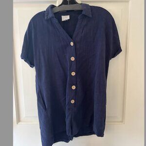 Skylar and Madison Navy Button Up Romper